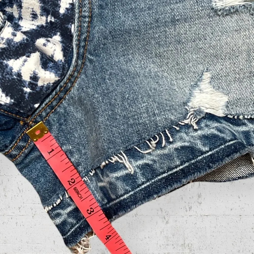 NWT BLANKNYC Patchwork Ikat Distressed Denim Cutoff Shorts 26 Boho Festival